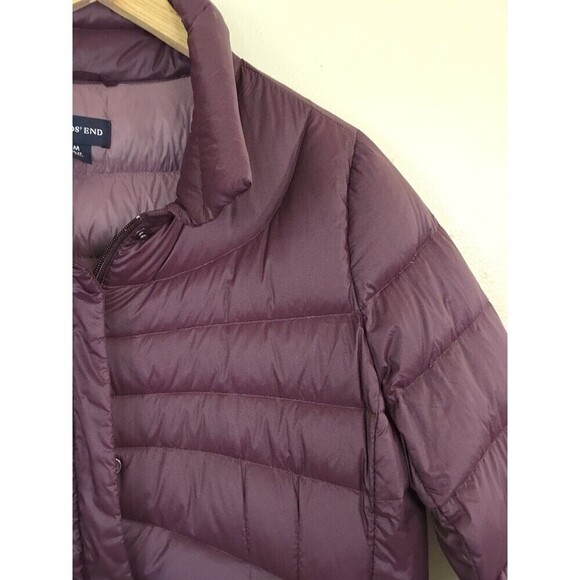 Lands End Puffer Jacket Womens Size Medium Feather Fill Purple Magenta - Picture 2 of 10